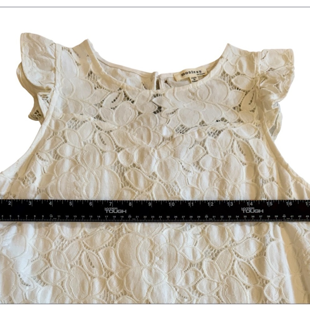 Monteau Ladies’ Elegant White Lace A-line Summer Dress Size L - Picture 4 of 10